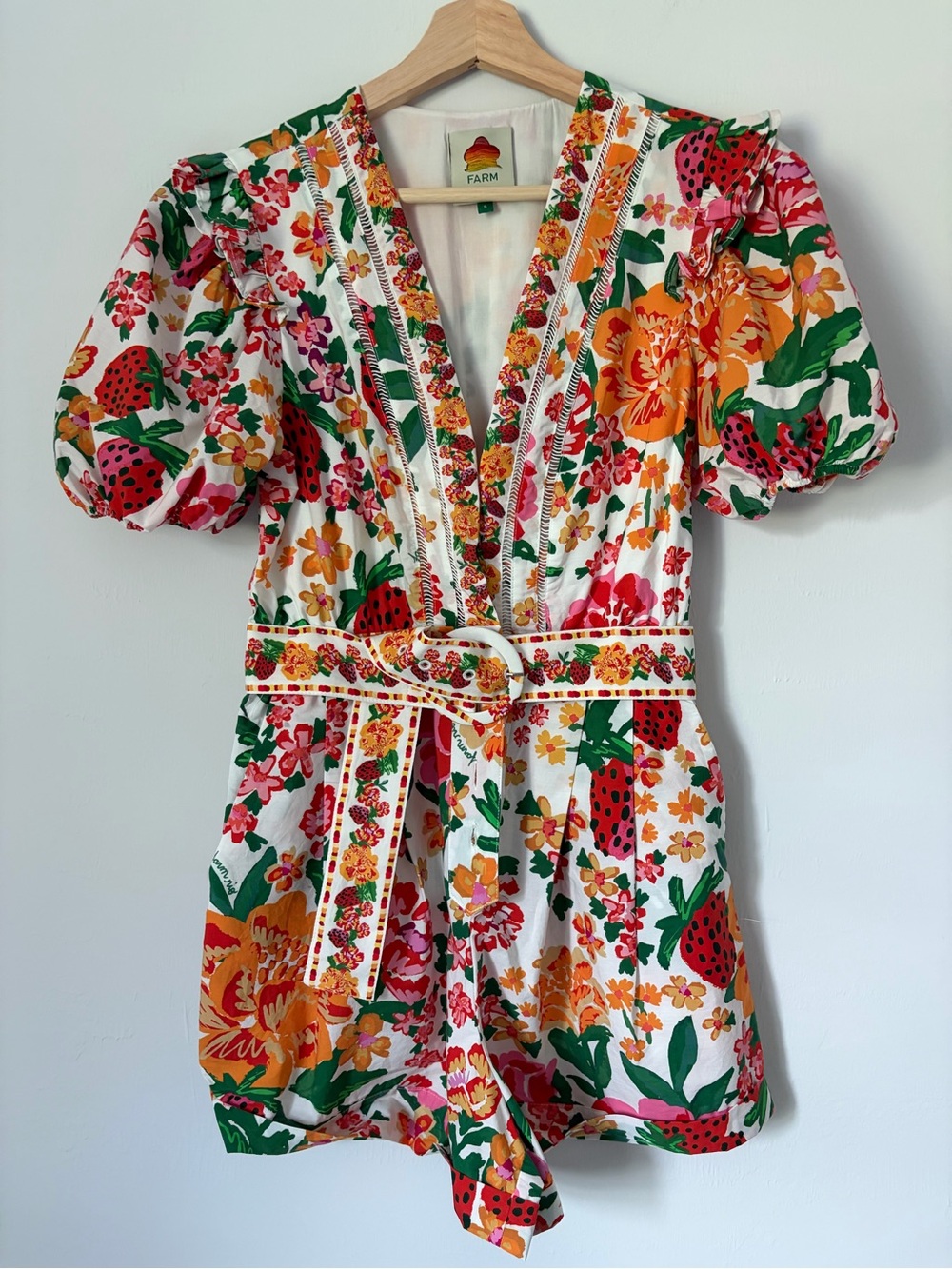 FARM Rio White One-Piece with Bright Strawberry & Floral Print